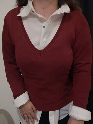 Bershka long-sleeve red blouse used, size M