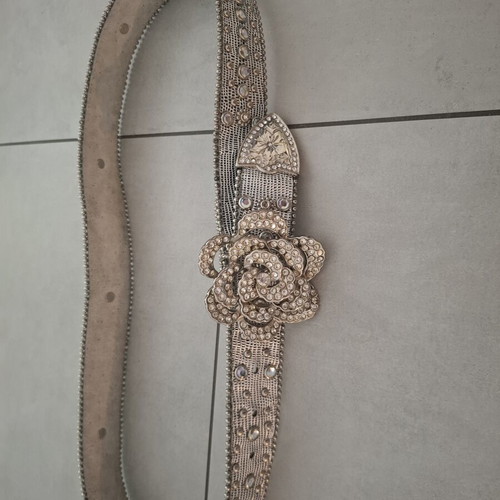 Morgan belt with rhinestones and metal details, 105 cm