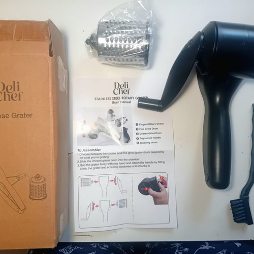 Deli Chef Stainless Steel Rotary Grater new, with 2 drums