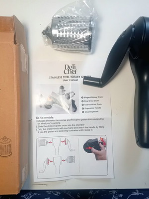 Deli Chef Stainless Steel Rotary Grater new, with 2 drums