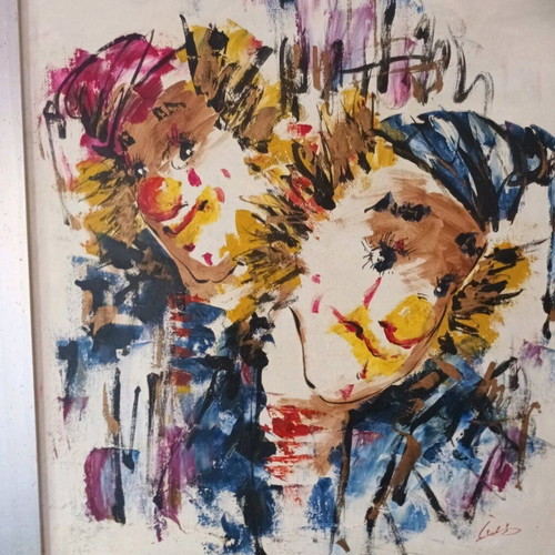 Oil painting used on canvas 58x59 cm with frame