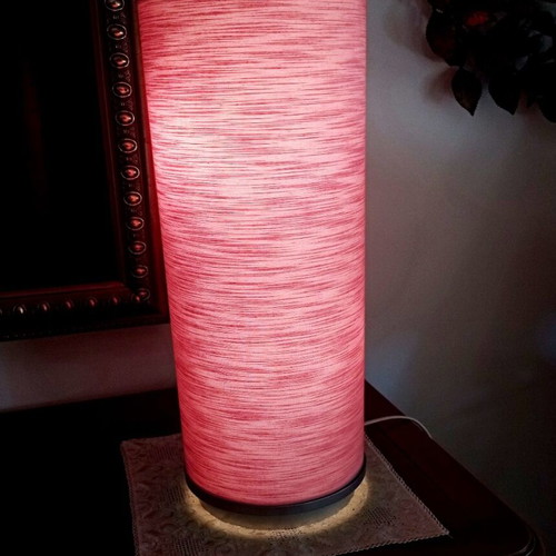 Table lamp tower cylinder 48 cm vintage boho with 2 bulbs, like new
