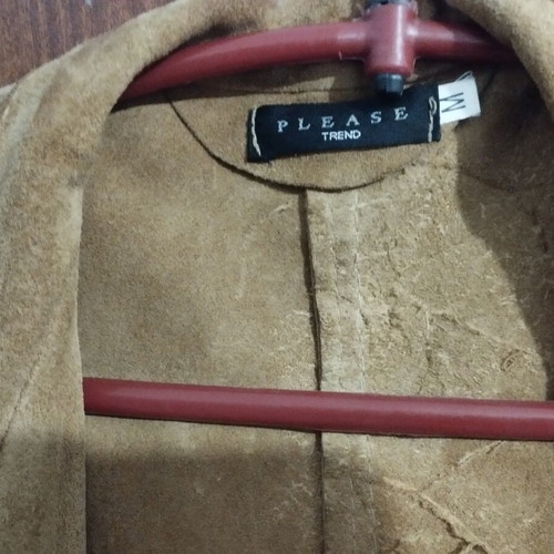 Leather coat with fringes, brown, size M