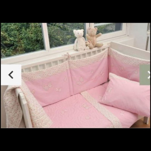 Bella Butterfly crib bumper and baby quilt used Laura Ashley