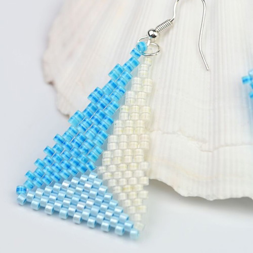 Necklace and earrings set Sea Latitudes custom made, blue and yellow