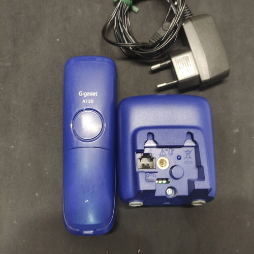 Gigaset A120 cordless phone used, blue with charger and batteries