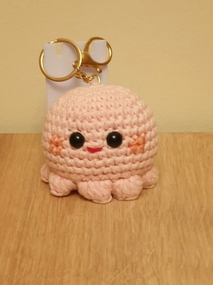 Octopus Baby Amigurumi Pink Bag Charm Keychain New
