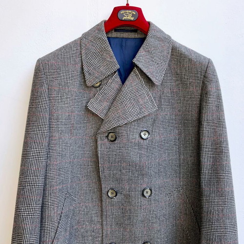 Philip Landau Bond Street Prince of Wales Wool Coat Tailormade Like New