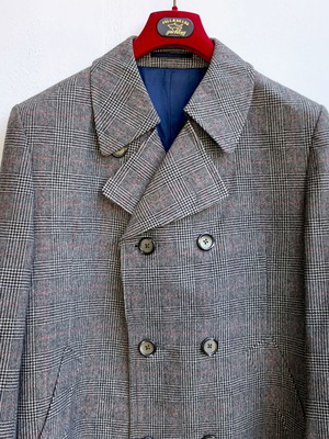 Philip Landau Bond Street Prince of Wales Wool Coat Tailormade Like New