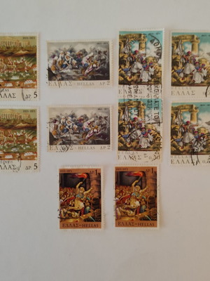 Greek stamps used, 10 pieces 1821-1971