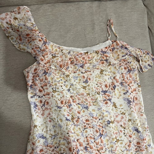 H&M Asymmetric Open-Shoulder Midi Dress Floral, size L