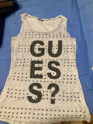 Guess sleeveless top like new, gray with metal studs