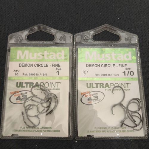 Mustad Demon Circle Ultra Point fishing hooks pack of 5 new
