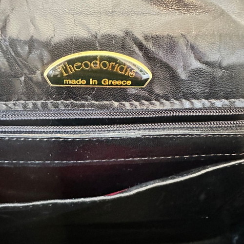 Theodoridis women's black vintage bag used with croco pattern
