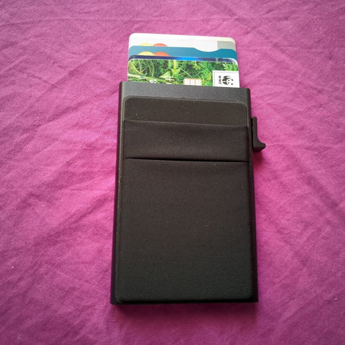 Card holder with RFID and slide mechanism black new