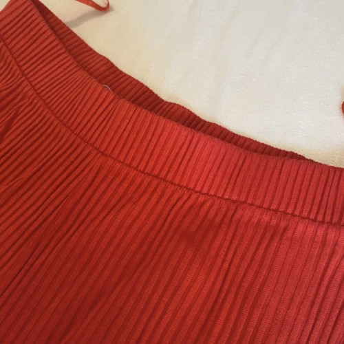 Zip-Kilot pants new, ribbed fabric, elastic waist, red-orange