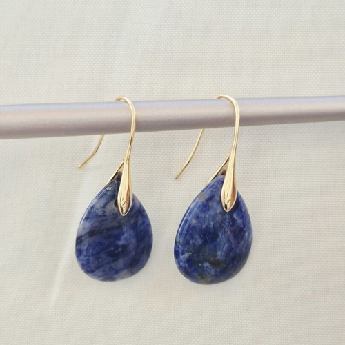 Blue Brown Earrings New With Gold Details