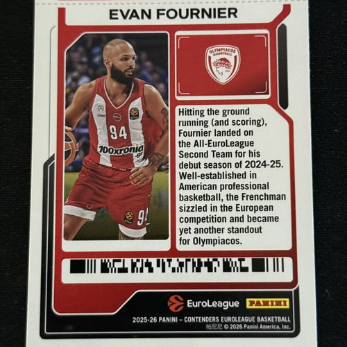 Panini Euroleague Contenders 2025-26 Evan Fournier Olympiacos card