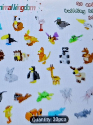 Animal building blocks new, pack of 30 pieces, 30 animal types
