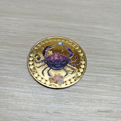 Commemorative coin with Cancer zodiac new, metal, gold tone