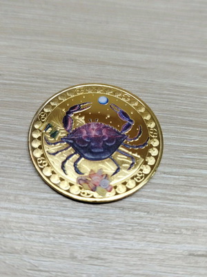 Commemorative coin with Cancer zodiac new, metal, gold tone