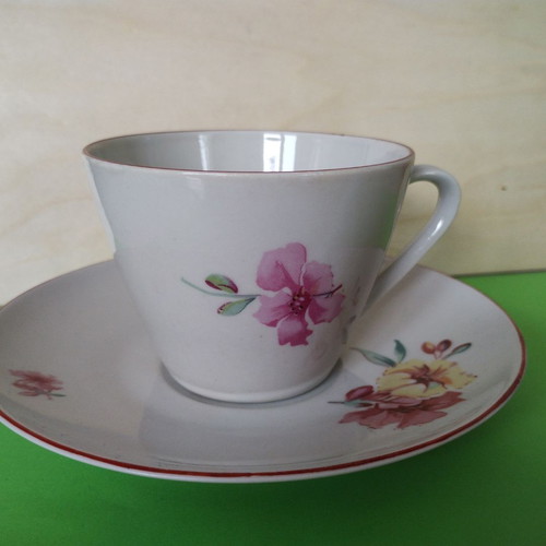 Porcelain tea set used like new, 11 pieces, vintage floral decor