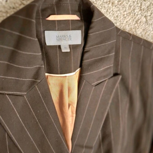 Marks & Spencer brown striped blazer sz10
