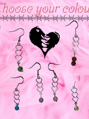 Handmade Heart Punk Gothic  Alternative Earrings