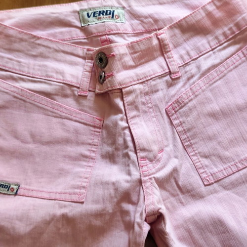 Verdi Jeans pink women's jeans used with Y2K double button design