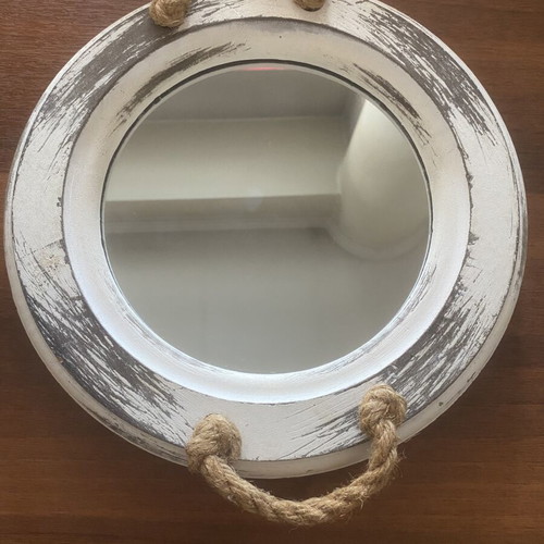 Decorative Shabby Chic Tray Mirror with Rope, Like New