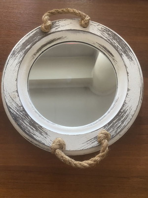 Διακοσμητικός δίσκος καθρέφτης shabby chic με σχοινί, σαν καινούργιο