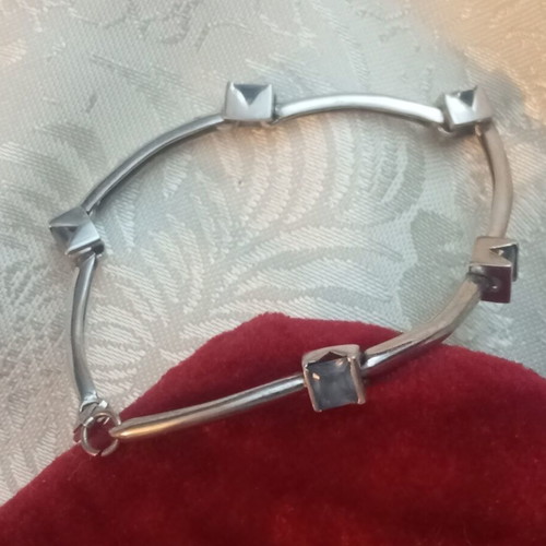 Silver 925 bracelet with blue zircon, used, wrist size 17.5cm