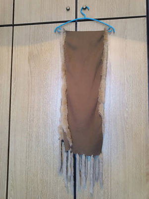 Passigatti brown scarf with real rabbit fur like new