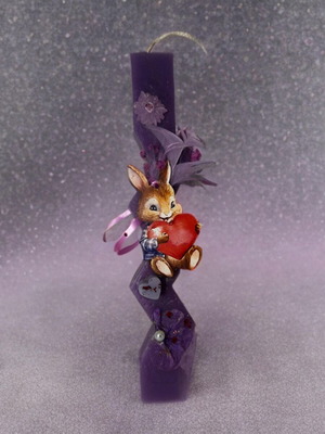 Easter candle purple lilac with bunny new, handmade and scented