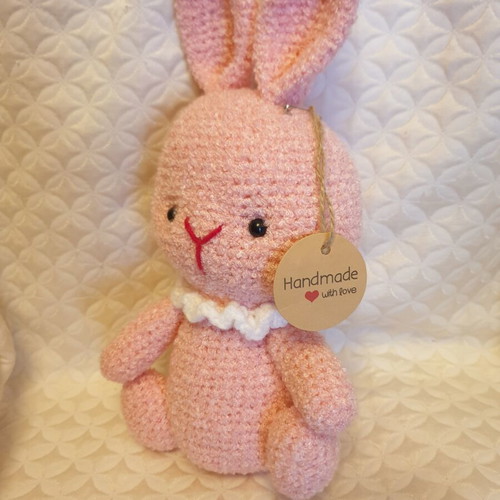 Pink Amigurumi Bunny Handmade, New, 26cm×14cm
