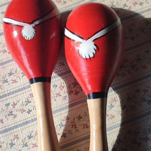 Christmas maraccas and harmonica used for kids