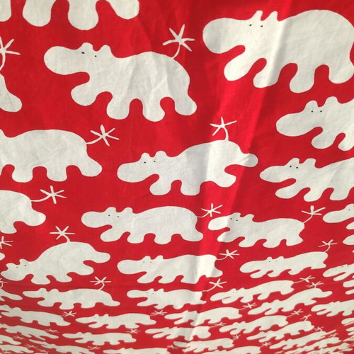 IKEA Red Hippo fabric new, cotton, 120x300cm, Eva Lundgreen 2008