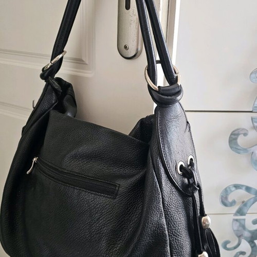 CP leather shoulder bag used, black