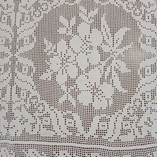 Handmade crochet tablecloth large square vintage heirloom