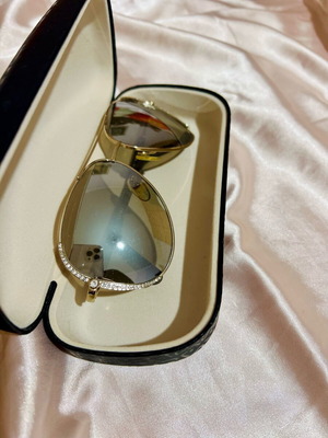 Liu Jo Aviator Sunglasses with Swarovski, Silver and Gold, New