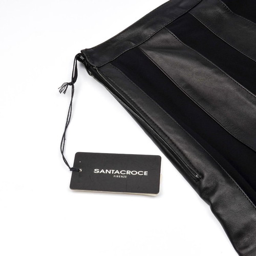 Santacroce leather skirt new with silk chiffon details
