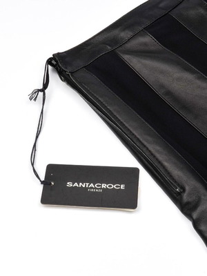 Santacroce leather skirt new with silk chiffon details