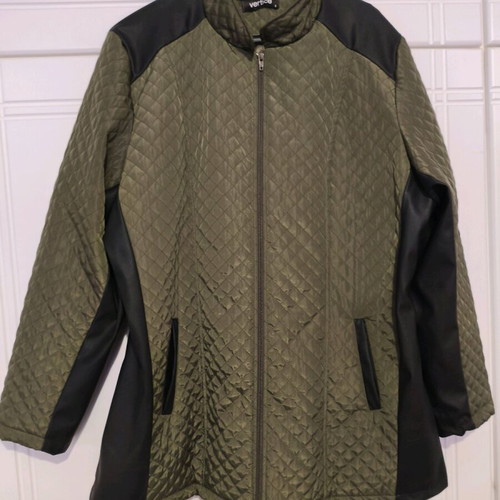 Plus Size Jacket new NoS khaki with black quilted and leather details
