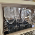 Rectangular tray with silver handles and smoked mirror