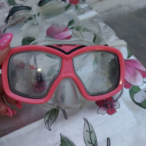 Snorkeling Mask Wave children's used, pink dual lens