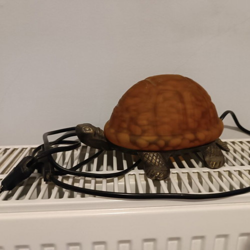 Turtle lamp antique, electric, 20 cm long, 11 cm high