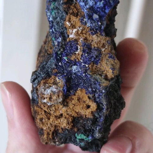 Manganese crystal with azurite and malachite new, Greek