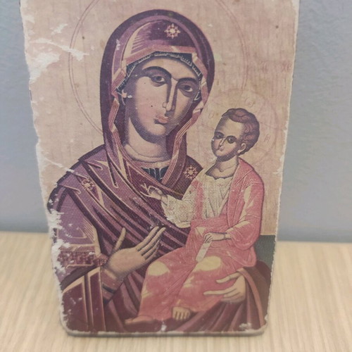 Wooden Byzantine icon of Panagia Odigitria used, 8x5cm
