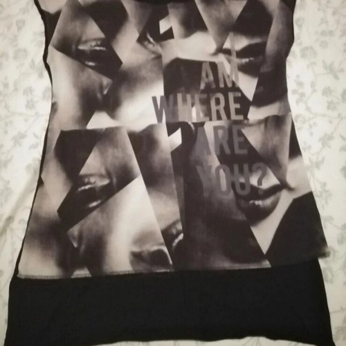 Attrattivo women's asymmetrical blouse M, like new, black and white