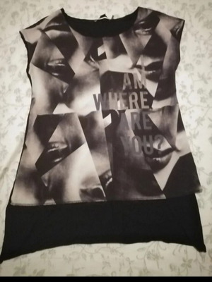 Attrattivo women's asymmetrical blouse M, like new, black and white